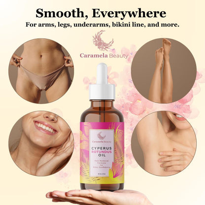 Caramela Beauty Cyperus Rotundus Oil for Natural Permanent Hair Reduction